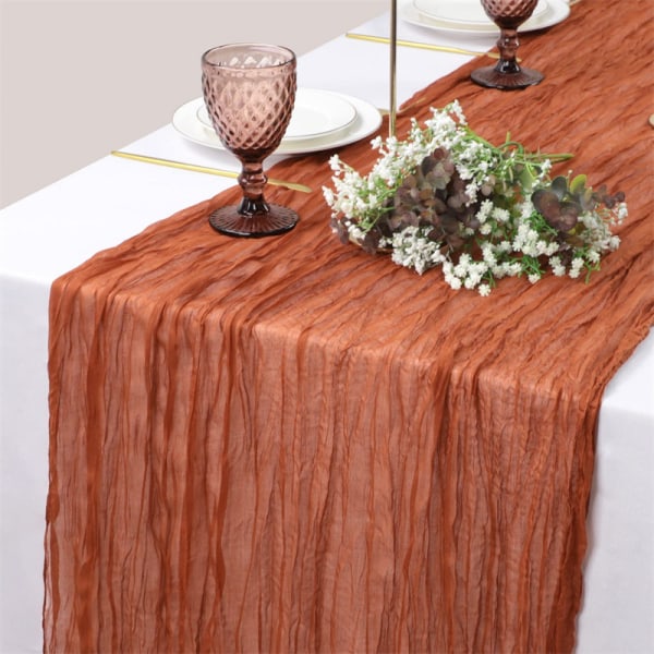 Bohemsk rustikk bordløper for bryllup 90x180 multicolor rustrød