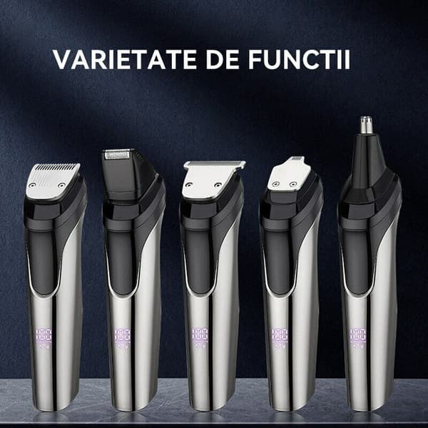 Trimmer- og barbersæt, metal, 5 i 1, USB, sort