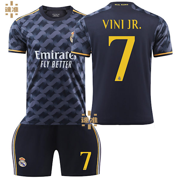 23-24 Real Madrid borta fotbollströja nummer 7 Vinicius 5 Bellingham 10 Modric barn tröja set 2324 Real Madrid borta nummer 7 XXXL 2324 Real Madrid away number 7 XXXL