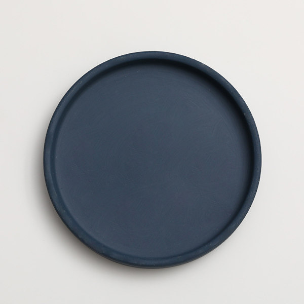 Keramisk rund blomkruka vattenbricka dekoration Morandi pigment brännande bas förtjockad kudde vattenlagring bricka Navy blue 22*2.8cm (inner diameter 20.5cm)