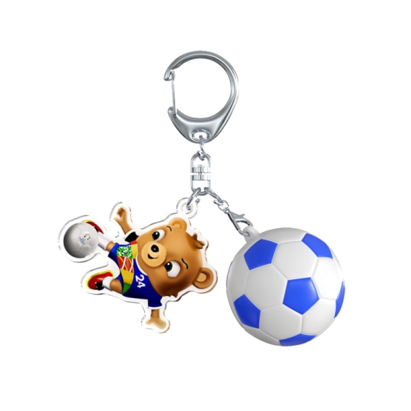 2024 Tysk Europamesterskabs Mascot Nøglering Tre-ordens Rubiks Kub Lille Rubiks Kub Vedhæng Taske Ornament Gave Blue and white - kicking ball