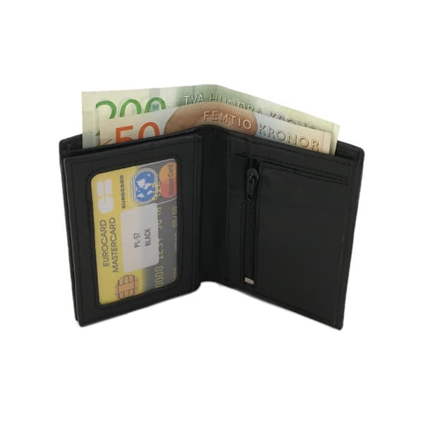 Lille læderpung, RFID Sort Black one size
