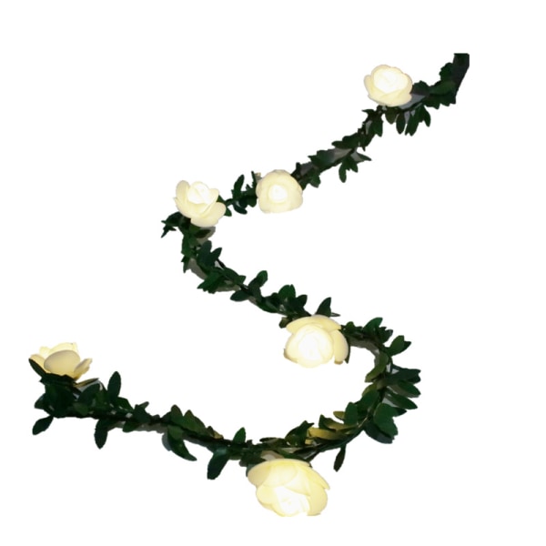 Rosar rotting ljusslinga LED skum små vita blommor rotting ljusslinga bröllop inomhus balkong dekorativt ljus Small white flower vine 6m 40LED (usb)