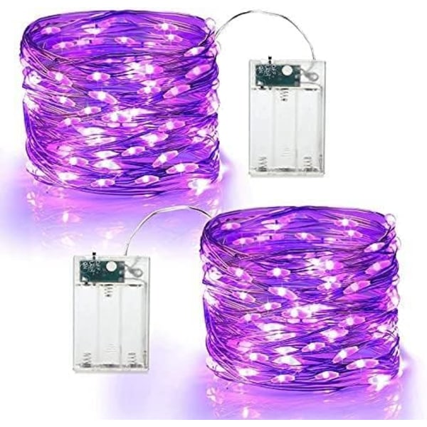Lila halloween ljusslinga 6m 60 led batteridriven koppartråd stjärnor inomhusdekoration