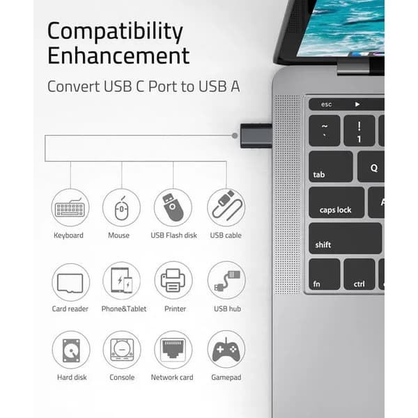 USB C til USB Adapter, USB C Han til USB 3 Hun, Kompatibel med iMac 2023 og Andre Type Modeller