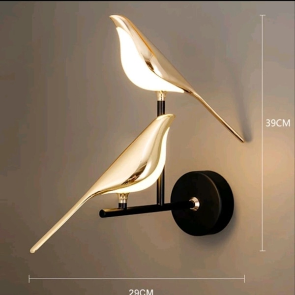 Væglampe til soveværelse, ganglampe, dobbelt-hoved magpie væglampe, tre farver lysændring Double lamp Three-colorlight