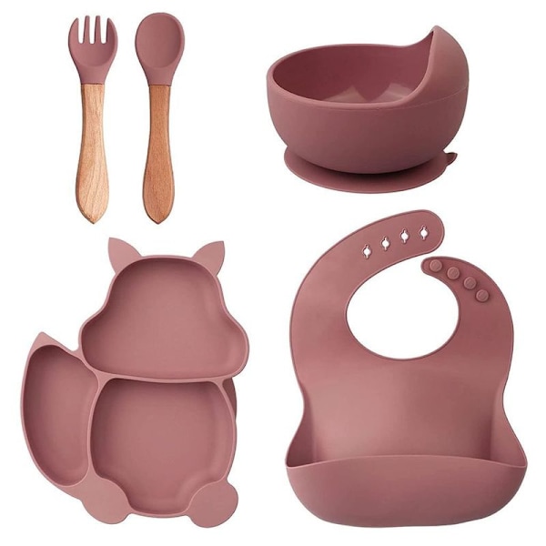 Barnbestick, barnfat, babyfat - silikonbarnfat, gaffel,