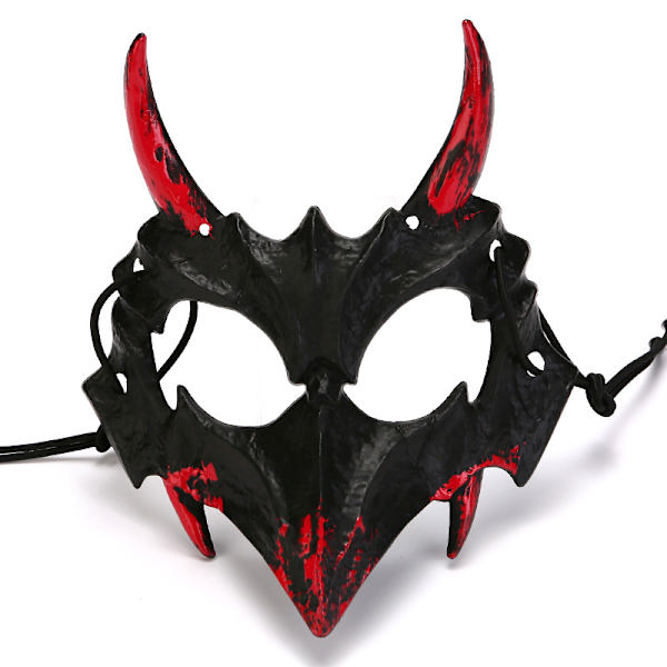 2st Halloween tvådimensionell halv ansiktsblödande mask tiger Yasha Tengu varg nue mask dansföreställningsmask White bleeding