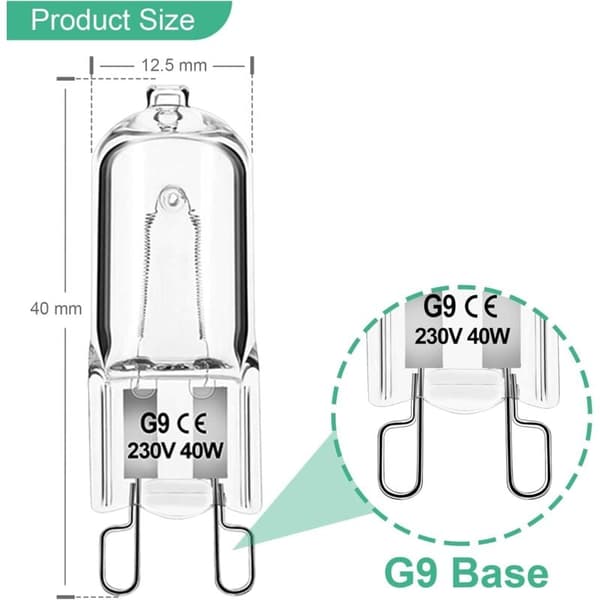 Dimbar g9 halogenlampor 40w varmvit 12-pack
