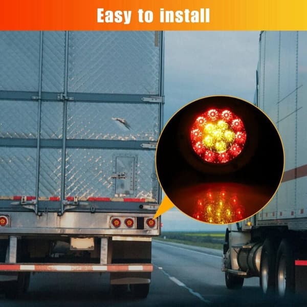 Rund LED Bremselys, 4x4\" Røde Gule LED Baklykter Indikatorlampe