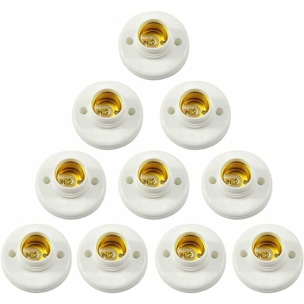 E27 lamphållare väggfäste LED adapter plast skruvsockel 10st