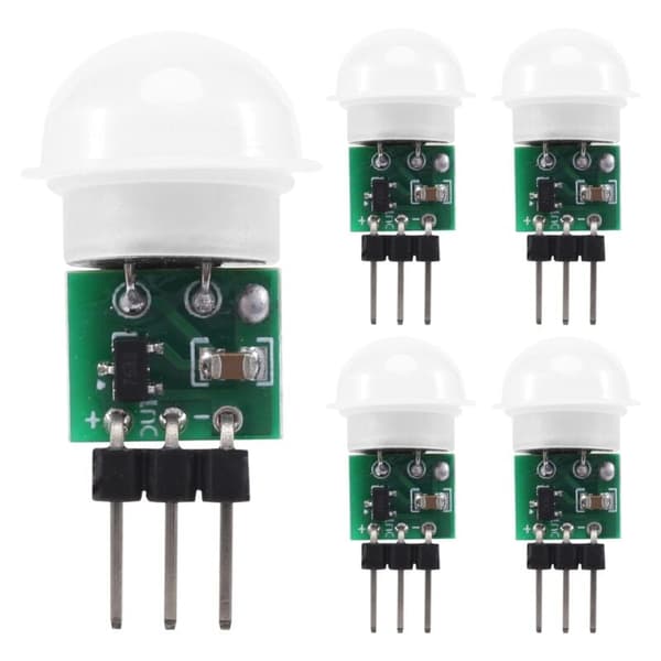 AM312 PIR-sensor, 5-pakning utendørs bevegelsessensor mini kropp pyroelektrisk menneskelig infrarød modul