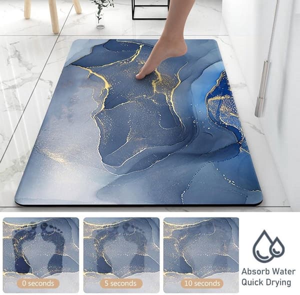Diatomit bademåtte, superabsorberende hurtigtørrende, skridsikker gummibagside, til badeværelsesbruser og badekar, grå, 40 x 60 cm