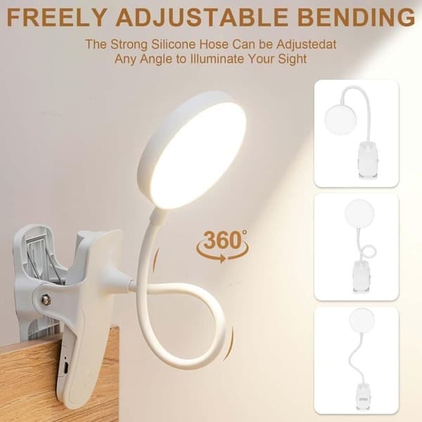 Justerbar LED-skrivebordslampe med USB, 3 lysmoduser, øyebeskyttelse, kompatibel med Philips