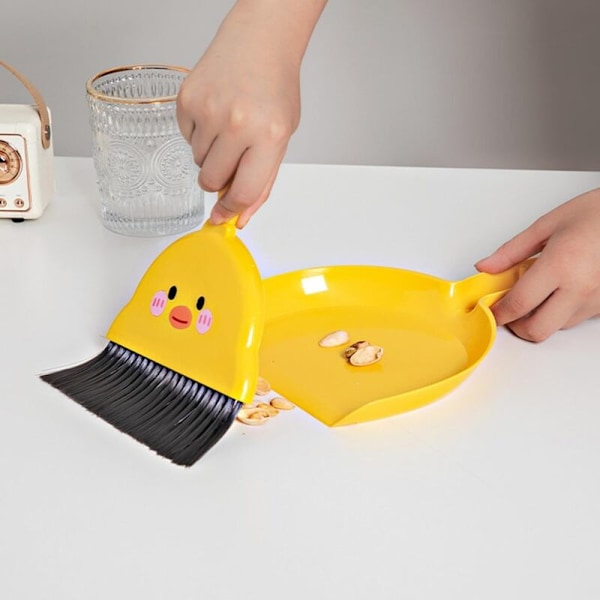 Mini Kost og Fejebakke Sæt, Mini Kost Fejebakke Sæt, Sødt Gul And Skrivebords Kostesæt, til Soveværelse