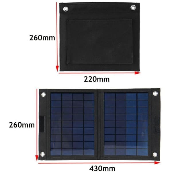 20W 18V Foldbart solpanel med dobbelt USB-udgang og biloplader til Huawei/iPhone/Samsung