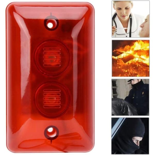 12V Kablet Alarm Strobelys Sirene, 115dB Nødvarsellys for Sikkerhetssystem