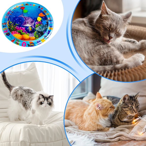 Katt- och hundsensorisk vattenmatta Lekmatta Tjock sensorisk vattenlekmatta Kattleksaker för uttråkade inomhuskatter Interaktiva leksaker för katter Typ A 65 cm