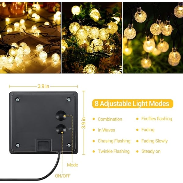 Solcellelamper utendørs, 30 LED-sollamper lysslynge sollamper utendørs hage