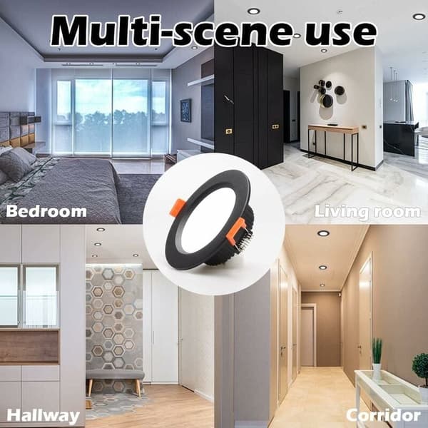 6-pack svart infälld LED spotlight extra platt IP44 kallvit 6000k badrum kök sovrum vardagsrum