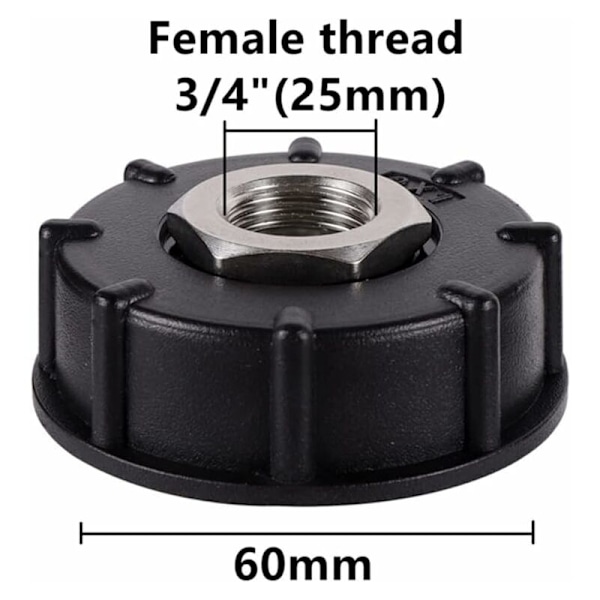 IBC S60X6 Vattentank Adapter Grovgänga med Slangkoppling Rostfritt Stål Ventil Pip Beslag (3/4\" Invändig Gänga)