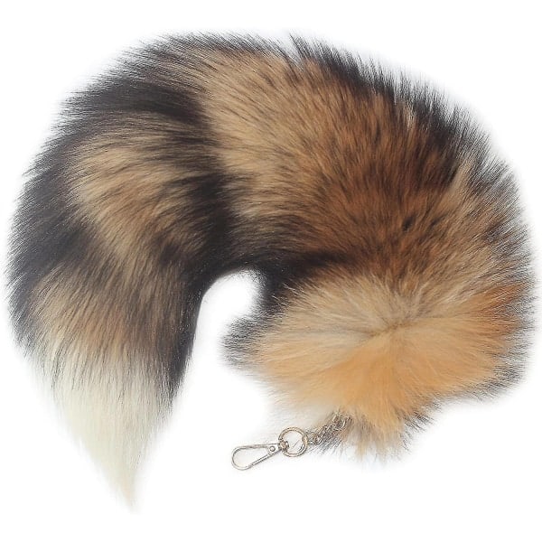 Sunny Fox Tail Fur Nyckelring - Super Enorm och Fluffig Cosplay Toy Handväska Tillbehör (40cm) - Perfet