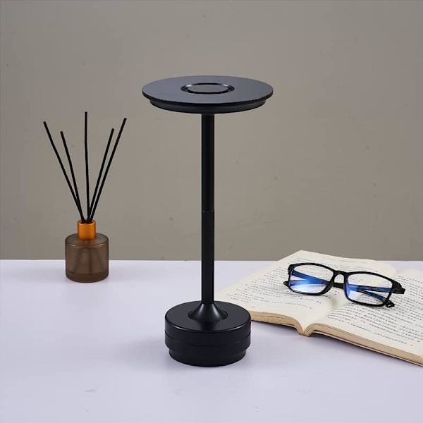 Sladdlös I-formad metallisk bordslampa med touchsensor, 3 färger dimbar laddningsbar skrivbordslampa Black 2pcs