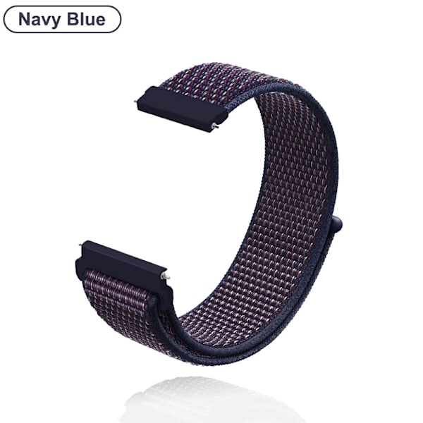 Ny 18mm 20mm 22mm Remmar för Garmin Venu 2S Armband Vivoactive 3 4S 4 Forerunner 245 645 Galaxy Watch 4 Classic 42 46mm Marinblå Nylon 20mm