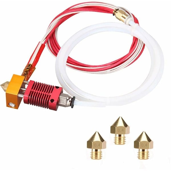 3D-skrivarmunstyckessats MK8 Hotend-sats Kompatibel med Alfawise U20 U30 Creality Ender 3 Monterad MK8 Extruder Hot End-sats med 0,4 mm Munstycke 24V 40W