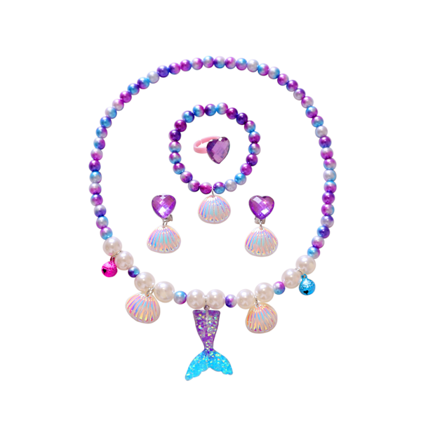 Tyttöjen merenneitoasu-tarvikkeet Purple Mermaid Jewelry 5PC