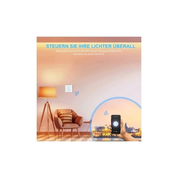 WiFi Smart Dimmerbryter med Timer, Stemmekontroll, Kompatibel med Philips, Veggmontering