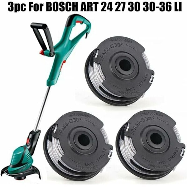 Sett med 3 spoler for Bosch børstekutter Art 24 27 30 30-36 Li 18 M 1,65 mm.