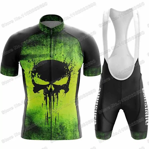 2023 Skull Sykkeltrøye Sett Justiceiro Sykkelklær Herre Punisher Landeveissykkelskjorte Dress Sykkel Bib Shorts MTB Sykkelklær 8 M 8 M