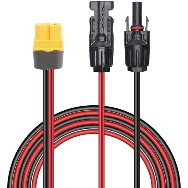 Solpanel Han til XT60 Han Adapterkabel 12AWG 1,5m til RV Bærbar Power Station Solgenerator