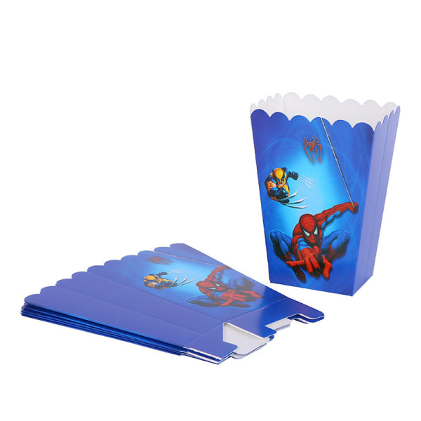 Hämähäkkimies-teema syntymäpäiväjuhlan koristetarvikkeet Pojat Lahja Hämähäkkimies Popcorn-laatikko 6 kpl Spider-Man Popcorn Box 6pcs