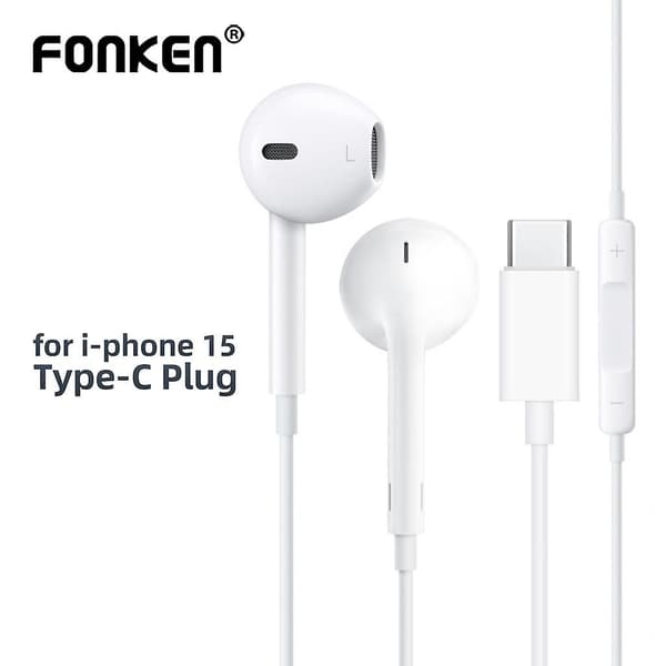 Trådbundna Hörlurar för iPhone 15 Pro Max In-Ear Hörlurar Typ-C Headset med Mikrofon Bas Stereo Headset Ej Bluetooth