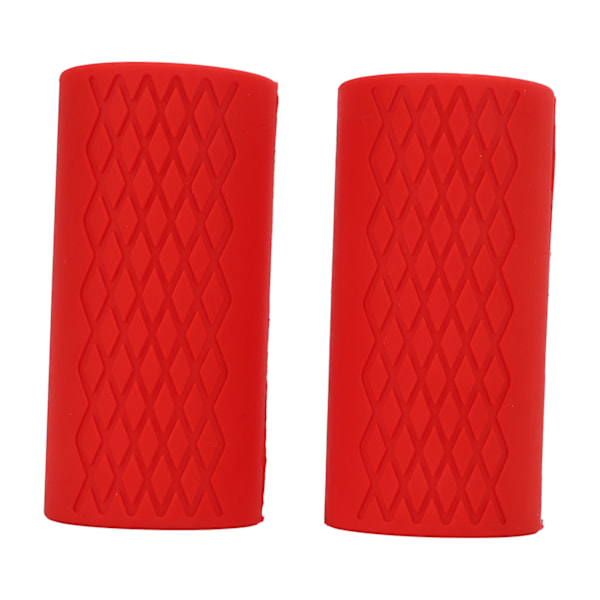 Par Barbell Grepp Bar Grepp Silikon Anti-Slip Tjockna Hantelgrepp för Viktlyftning Muskeluppbyggnad Röd