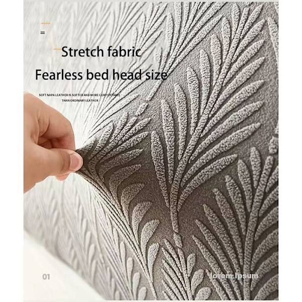 Vaskbart stretch sengegavl trekk lys grå 180cm king size