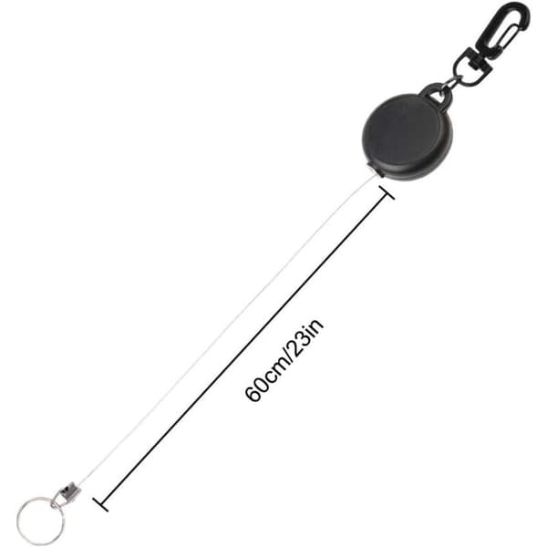 2 st 60 cm infällbara nyckelringar stålkabel kraftig svart