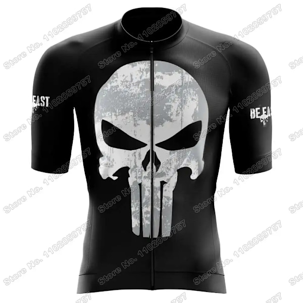 2023 Skull Cykeltrøje Sæt Justiceiro Cykeltøj Herre Punisher Landevejscykeltrøje Dragt Cykel Bib Shorts MTB Cykeltøj 19 M 19 M