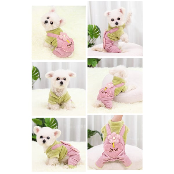 Pet Tøj Efterår Vinter Teddy Små og Mellemstore Hunde Tyk Varm Firkløver Rosa s