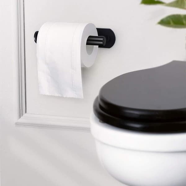 Toiletpapirholder i rustfrit stål 304 med stærk 3M-klæber - Sort, ingen boring nødvendig