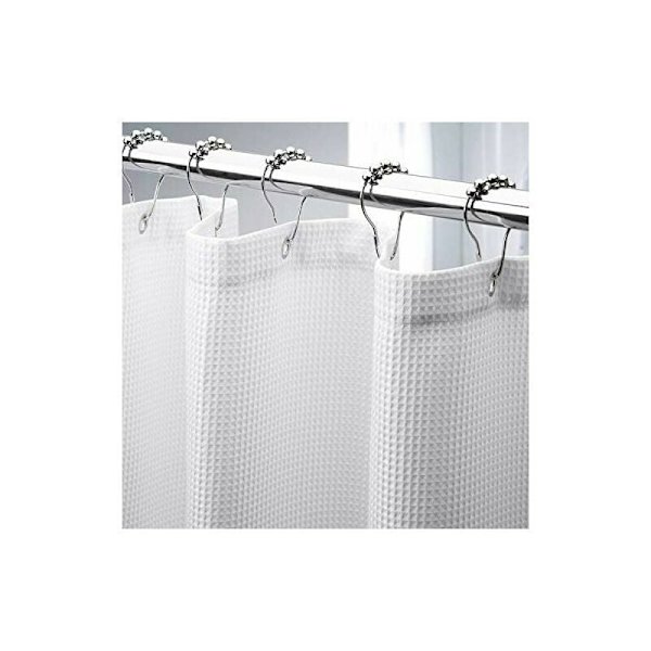180 210 cm extra långt våffelvävt duschdraperi, Duschdraperi i kraftigt tyg med Hotel Quality Waffle Weave Badrumsduschdraperier