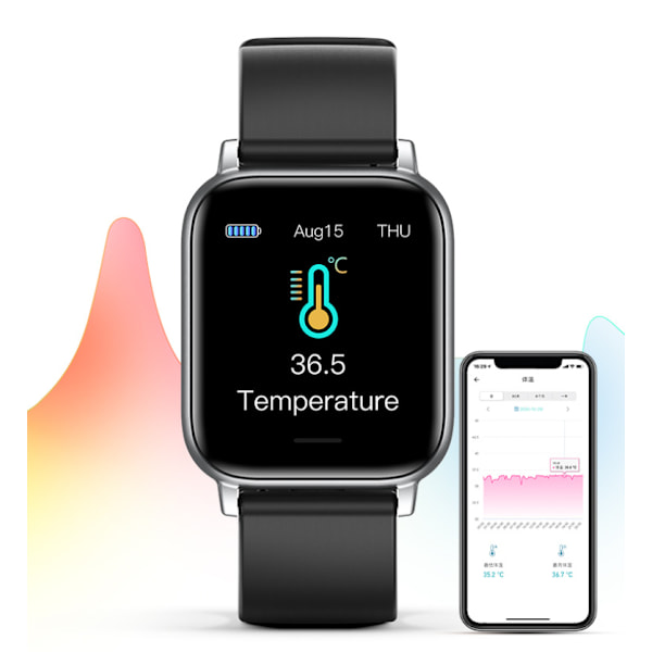 Smartklocka, pulsmätare sömn fitness termometer steg Bluetooth-klocka (ljusgrå),