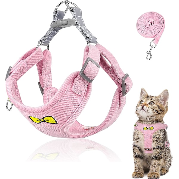 Set for cats, adjustable polyester cat harness with lead, cat harness set, harness for cats Flyktäker Pink L