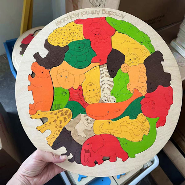 Svenskt farbror Wood utsökt trä multi-lager pussel 3-6 år gamla barns pedagogiska importerade luktfria träleksaker Large Noah's Ark