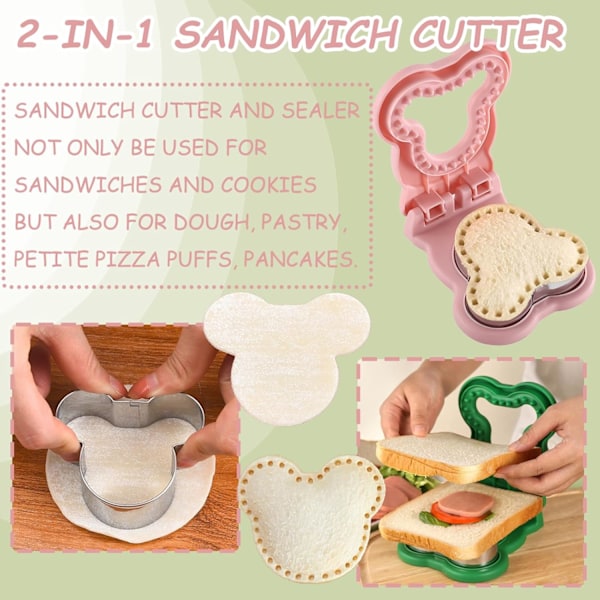 Rosa sandwichkutter og forsegler for barn voksne gutter jenter diy brødbaker