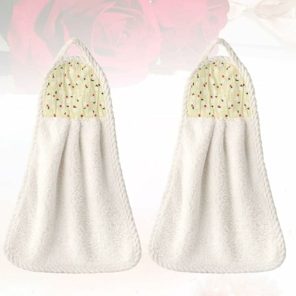Stycken Hängande Handdukar Korallfleece Handduk Vattenabsorption Handduk för Hem Kök Badrum Beige