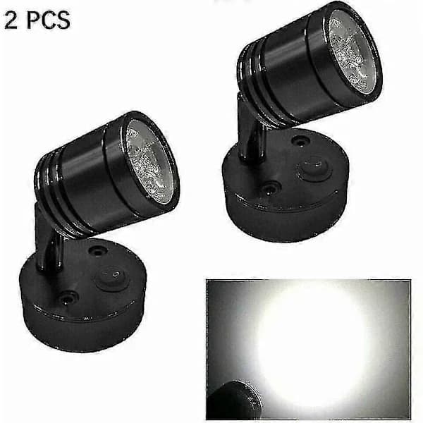 2-pack 12V LED lässpotlights dimbara flexibla väggsänglampor för husbil husvagn båt interiör svart