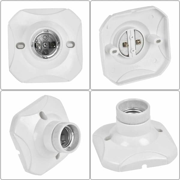 Väggmonterad e27 LED-glödlampasockel med fäste vit